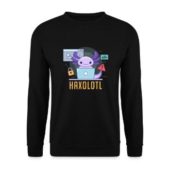 Haxolotl Pun Design for Axolotl Lovers - Unisex Sweatshirt - black - Front - Alina (178cm) & Michal (187cm)