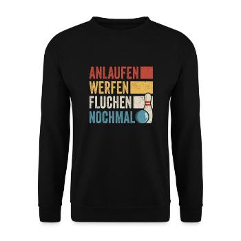 Kegeln Kegler Kegel Kegelbahn Kegeltour - Unisex Pullover - Schwarz - Vorne - Alina (178cm) & Michal (187cm)