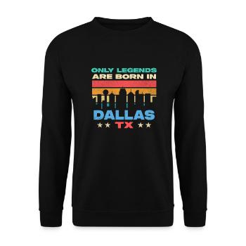 Legens geboren in Dallas Design für stolze Texaner - Unisex Pullover - Schwarz - Vorne - Alina (178cm) & Michal (187cm)