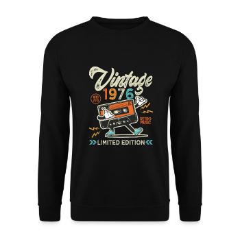 1976 Anniversaire retro music Chemise De 1976 - Sweat-shirt Unisexe - noir - Devant - Alina (178cm) & Michal (187cm)