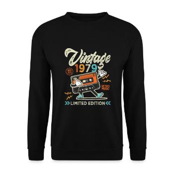 1979 Anniversaire retro music Chemise De 1979 - Sweat-shirt Unisexe - noir - Devant - Alina (178cm) & Michal (187cm)