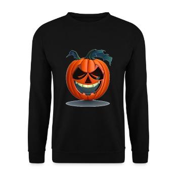 Halloween Kürbis - Unisex Pullover - Schwarz - Vorne - Alina (178cm) & Michal (187cm)