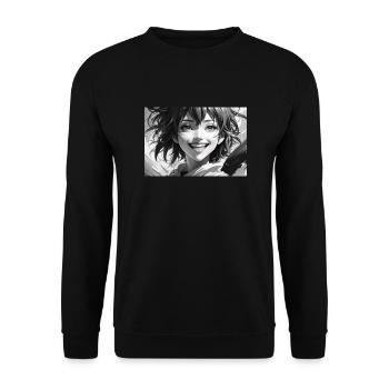 DreamShaper crazy smile black white - Unisex Sweatshirt - black - Front - Alina (178cm) & Michal (187cm)