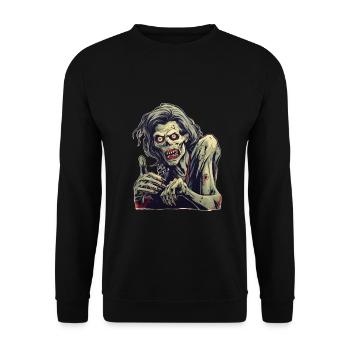 Zombie d’Halloween - Sweat-shirt Unisexe - noir - Devant - Alina (178cm) & Michal (187cm)