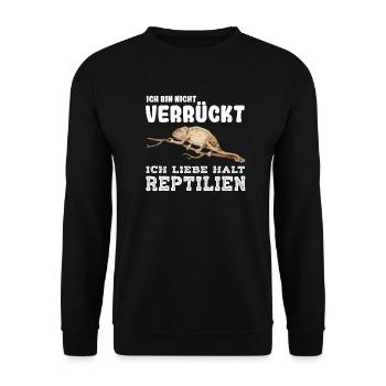 Ich bin nicht verrückt ich liebe halt Reptilien - Unisex Pullover - Schwarz - Vorne - Alina (178cm) & Michal (187cm)