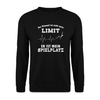 Der Himmel ist nicht mein Limit Segelflieger - Unisex Pullover - Schwarz - Vorne - Alina (178cm) & Michal (187cm)