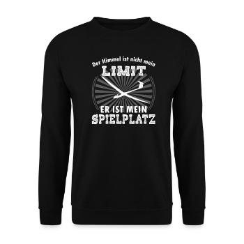 Der Himmel ist nicht mein Limit Segelflugzeug - Unisex Pullover - Schwarz - Vorne - Alina (178cm) & Michal (187cm)
