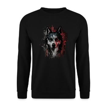 Husky Dog - Unisex Pullover - Schwarz - Vorne - Alina (178cm) & Michal (187cm)