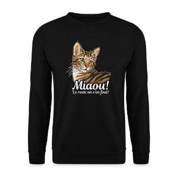 Chat tigré miaou (texte blanc) - Sweat-shirt Unisexe - noir - Devant - Alina (178cm) & Michal (187cm)