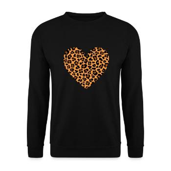 Gepardenherz-Design für Gepardenkatzen-Fans - Unisex Pullover - Schwarz - Vorne - Alina (178cm) & Michal (187cm)