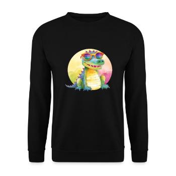 Colorful cool crocodile with sunglasses - Unisex Sweatshirt - black - Front - Alina (178cm) & Michal (187cm)