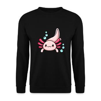 Leucistic Axolotl Design for Axolotl Lovers - Unisex Sweatshirt - black - Front - Alina (178cm) & Michal (187cm)