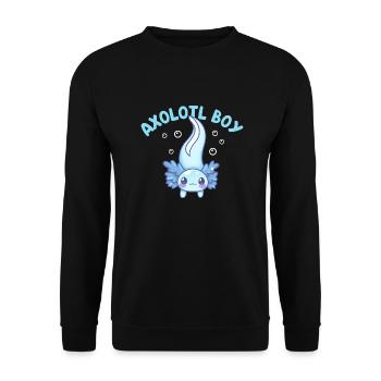 Axolotl Boy Design für Axolotl-Liebhaber - Unisex Pullover - Schwarz - Vorne - Alina (178cm) & Michal (187cm)