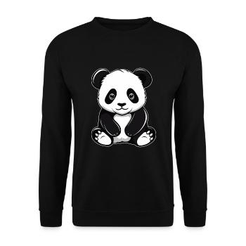 Niedlicher Panda für Kinder - Unisex Pullover - Schwarz - Vorne - Alina (178cm) & Michal (187cm)