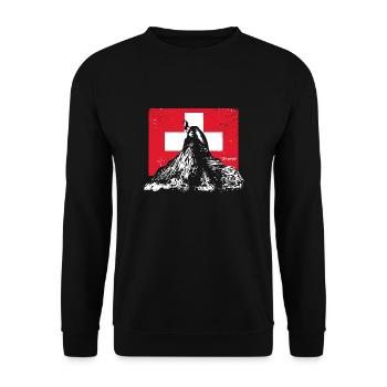 Bergteufel - Schweiz - Berge - Steinbock - Unisex Pullover - Schwarz - Vorne - Alina (178cm) & Michal (187cm)