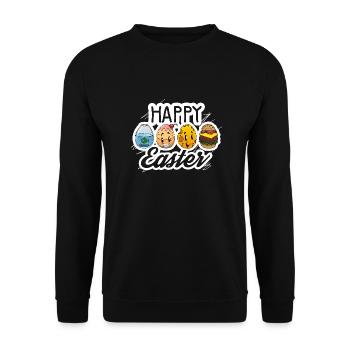 Easter egg Funny Easter - Unisex Sweatshirt - black - Front - Alina (178cm) & Michal (187cm)