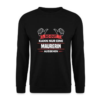 Maurerin Design für stolze Handwerker - Unisex Pullover - Schwarz - Vorne - Alina (178cm) & Michal (187cm)