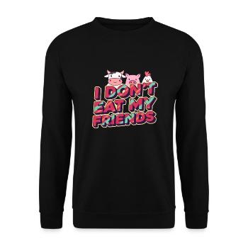 Cow Chicken Friends Design for Vegans - Unisex Sweatshirt - black - Front - Alina (178cm) & Michal (187cm)