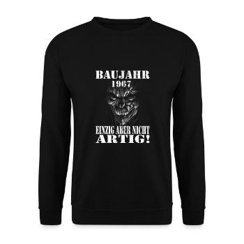 1967 Geburtstag - Unisex Pullover - Schwarz - Vorne - Alina (178cm) & Michal (187cm)