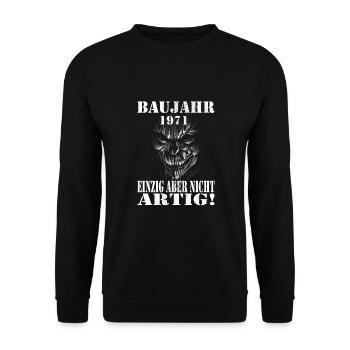 1971 Geburtstag - Unisex Pullover - Schwarz - Vorne - Alina (178cm) & Michal (187cm)