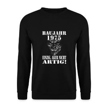 1975 Geburtstag - Unisex Pullover - Schwarz - Vorne - Alina (178cm) & Michal (187cm)