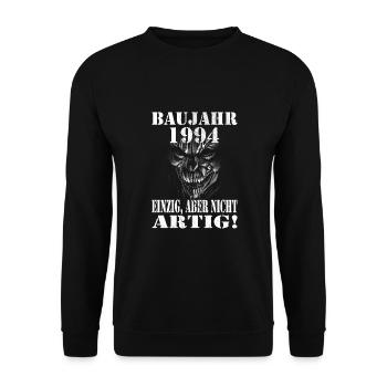 1994 Geburtstag - Unisex Pullover - Schwarz - Vorne - Alina (178cm) & Michal (187cm)