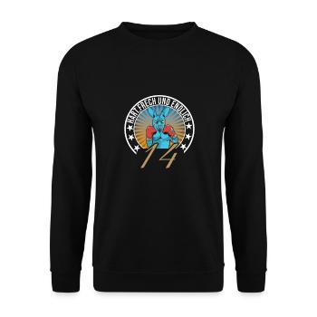 14. Geburtstag - Unisex Pullover - Schwarz - Vorne - Alina (178cm) & Michal (187cm)