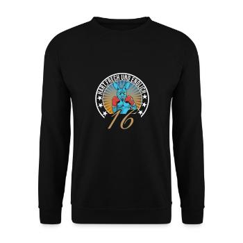 16. Geburtstag - Unisex Pullover - Schwarz - Vorne - Alina (178cm) & Michal (187cm)