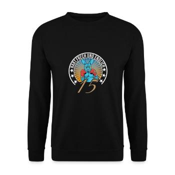 15. Geburtstag - Unisex Pullover - Schwarz - Vorne - Alina (178cm) & Michal (187cm)