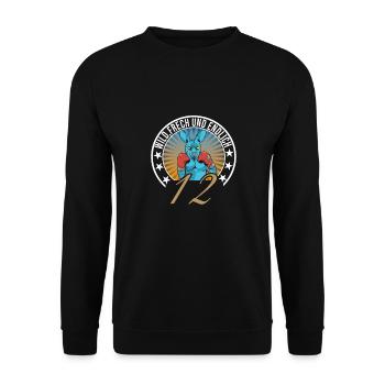 12. Geburtstag - Unisex Pullover - Schwarz - Vorne - Alina (178cm) & Michal (187cm)