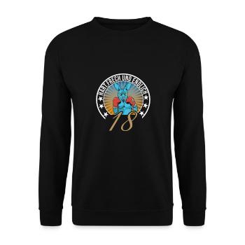 18. Geburtstag - Unisex Pullover - Schwarz - Vorne - Alina (178cm) & Michal (187cm)