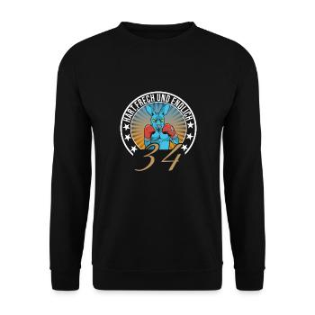 34. Geburtstag - Unisex Pullover - Schwarz - Vorne - Alina (178cm) & Michal (187cm)