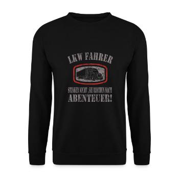 LKW Fahrer - Unisex Pullover - Schwarz - Vorne - Alina (178cm) & Michal (187cm)