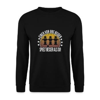 Tischfussball - Unisex Pullover - Schwarz - Vorne - Alina (178cm) & Michal (187cm)