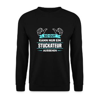 Stuckateur Design für stolze Handwerker - Unisex Pullover - Schwarz - Vorne - Alina (178cm) & Michal (187cm)