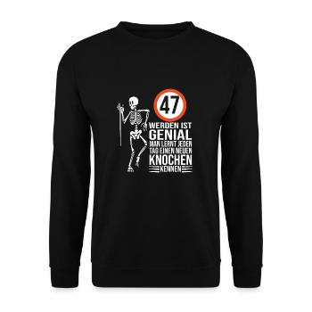 47.Geburtstag - Unisex Pullover - Schwarz - Vorne - Alina (178cm) & Michal (187cm)