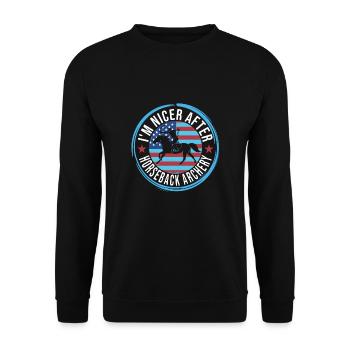 Horseback Archery - Unisex Pullover - Schwarz - Vorne - Alina (178cm) & Michal (187cm)