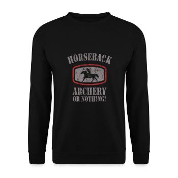 Horseback Archery - Unisex Pullover - Schwarz - Vorne - Alina (178cm) & Michal (187cm)
