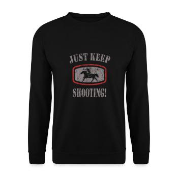 Horseback Archery - Unisex Pullover - Schwarz - Vorne - Alina (178cm) & Michal (187cm)