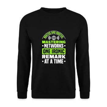 Network Engineer - Unisex Pullover - Schwarz - Vorne - Alina (178cm) & Michal (187cm)