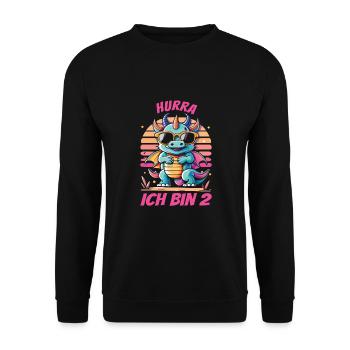 2. Geburtstag - Unisex Pullover - Schwarz - Vorne - Alina (178cm) & Michal (187cm)