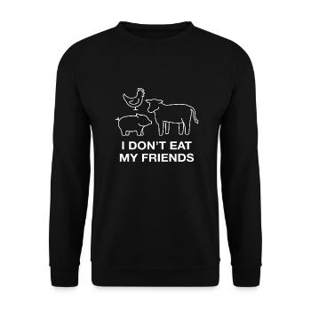 Formen von Huhn Schwein Kuh Design für Veganer - Unisex Pullover - Schwarz - Vorne - Alina (178cm) & Michal (187cm)