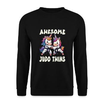 Judo Zwillinge - Unisex Pullover - Schwarz - Vorne - Alina (178cm) & Michal (187cm)