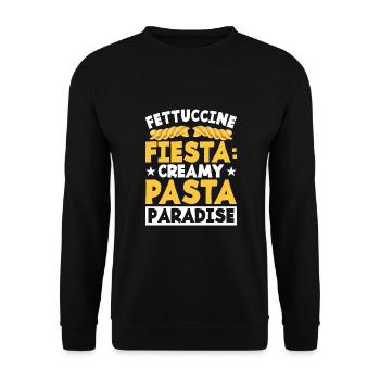Italienisches Essen - Unisex Pullover - Schwarz - Vorne - Alina (178cm) & Michal (187cm)