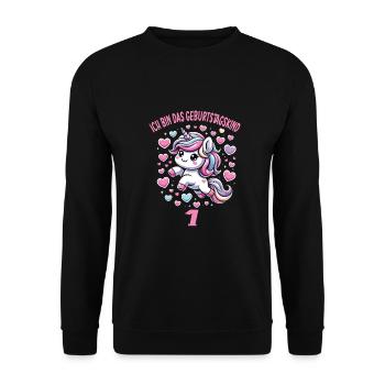 Kindergeburtstag - Unisex Pullover - Schwarz - Vorne - Alina (178cm) & Michal (187cm)