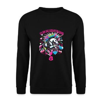 Kindergeburtstag - Unisex Pullover - Schwarz - Vorne - Alina (178cm) & Michal (187cm)