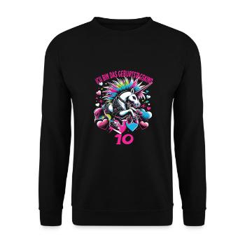 Kindergeburtstag - Unisex Pullover - Schwarz - Vorne - Alina (178cm) & Michal (187cm)