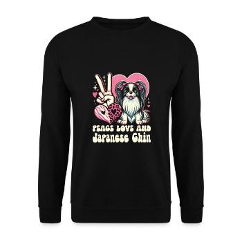 Japan Chin - Unisex Sweatshirt - black - Front - Alina (178cm) & Michal (187cm)