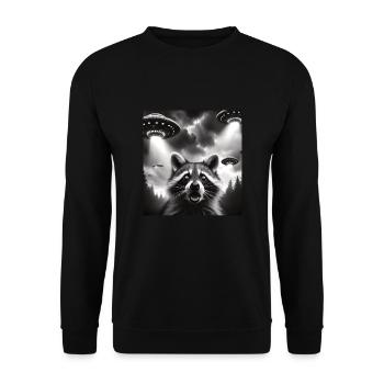 Waschbär - Unisex Pullover - Schwarz - Vorne - Alina (178cm) & Michal (187cm)