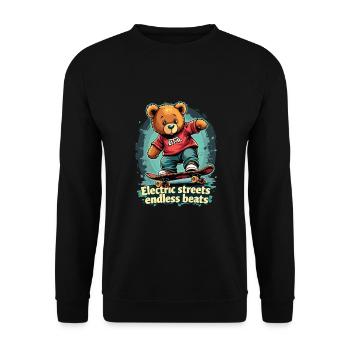 E Skateboard - Unisex Sweatshirt - black - Front - Alina (178cm) & Michal (187cm)